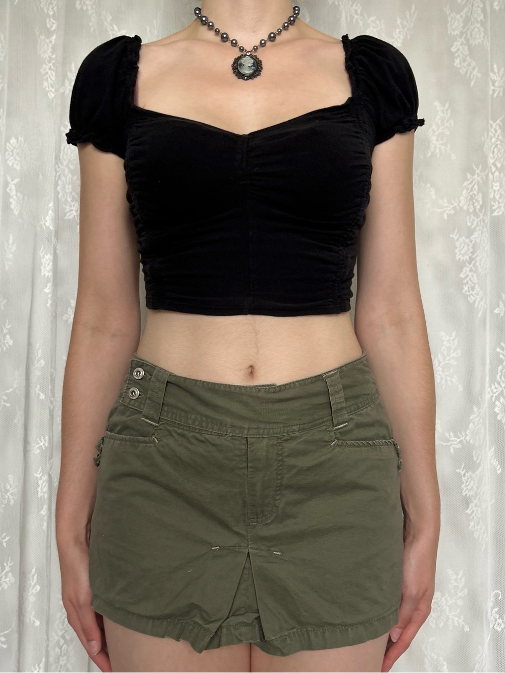 Y2K 2000s Grunge Green Cargo Skort - Picture 2 of 6